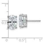 14k White Gold 4 carat Lab Grown Diamond VS/SI+ G+ Complete Oval Four Prong Stud Earrings - Image 4