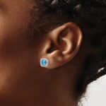 14k White Gold 3/8 carat Lab Grown Diamond VS/SI+ G+ December Birthstone Blue Topaz Halo Post Earrings - Image 3