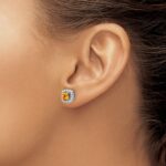14k White Gold 3/8 carat Lab Grown Diamond VS/SI+ G+ November Birthstone Citrine Halo Post Earrings - Image 3