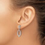 14k White Gold 3/4 carat Lab Grown Diamond VS/SI+ G+ Complete Fashion Dangle Post Earrings - Image 3