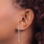 14k White Gold 1 carat Lab Grown Diamond VS/SI+ G+ Complete Dangle Post Earrings - Image 3