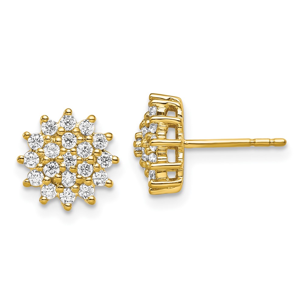 EM9126-057-YAA.jpg 14k 1/2 carat Lab Grown Diamond VS/SI+ G+ Complete Cluster Post Earrings - Image 1