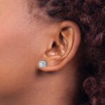14k White Gold 1 carat Lab Grown Diamond VS/SI+ G+ Complete Round Fashion Halo Post Earrings - Image 3