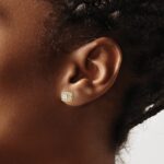 14k 1 carat Lab Grown Diamond VS/SI+ G+ Complete Round Fashion Halo Post Earrings - Image 3