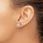 14k White Gold 1 1/2 carat Lab Grown Diamond VS/SI+ G+ Complete Round Fashion Halo Post Earrings - Image 3