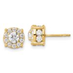 10k 1 1/2 carat Lab Grown Diamond VS/SI+ G+ Complete Round Fashion Halo Post Earrings