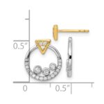 14k Two Tone 1/4 carat Lab Grown Diamond VS/SI+ G+ Complete Triangle Post Earrings with Circle Dangle Earring Jacket - Image 4