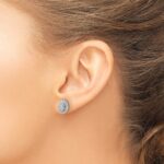 14k White Gold 1/2 carat Lab Grown Diamond VS/SI+ G+ Complete Oval Halo Post Earrings - Image 3