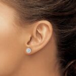 14k White Gold 1/2 carat Lab Grown Diamond VS/SI+ G+ Complete Halo Post Earrings - Image 3