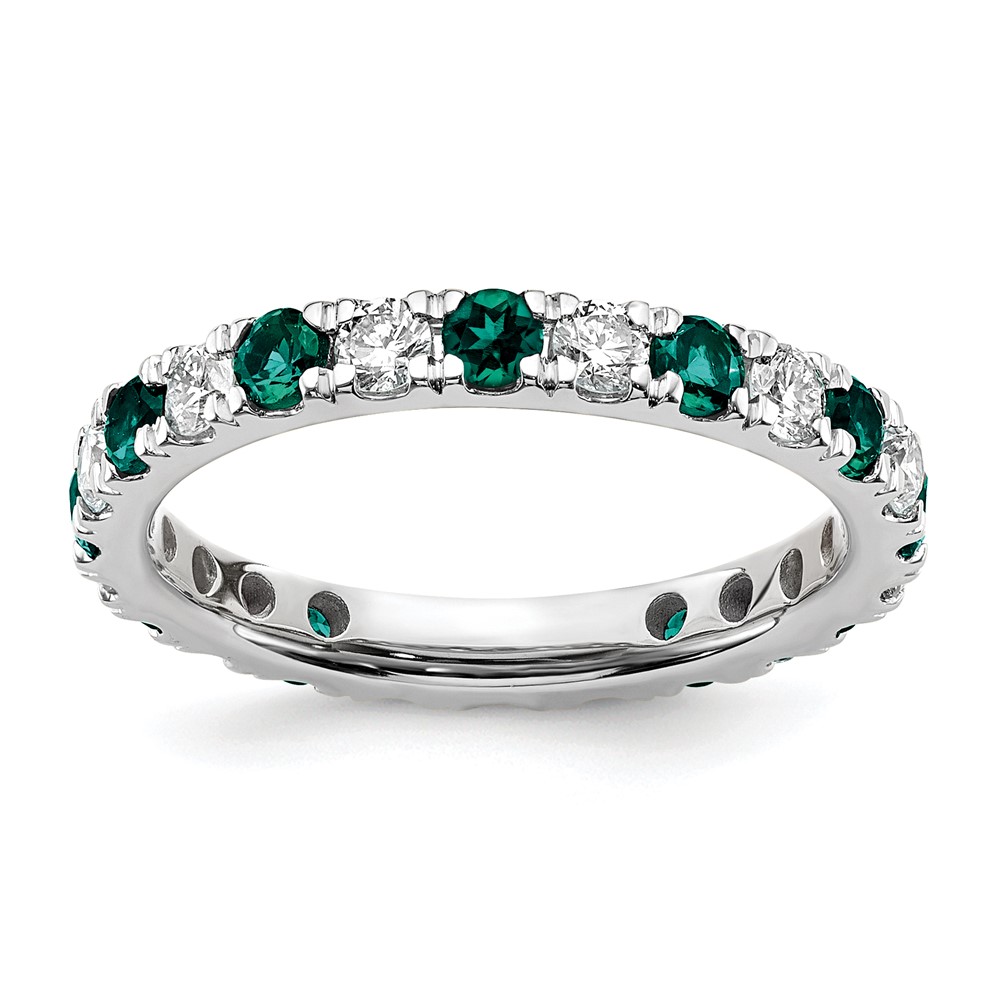 ET0048-CAX-070-7WAA-1.jpg 14k White Gold 3/4 carat Lab Grown Diamond VS/SI+ G+ and Lab Created Alexandrite Size 4 Eternity Band - Image 1