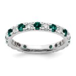 14k White Gold 7/8 carat Lab Grown Diamond VS/SI+ G+ and Lab Created Alexandrite Size 9 Eternity Band