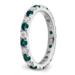 14k White Gold 3/4 carat Lab Grown Diamond VS/SI+ G+ and Lab Created Alexandrite Size 5.5 Eternity Band - Image 5