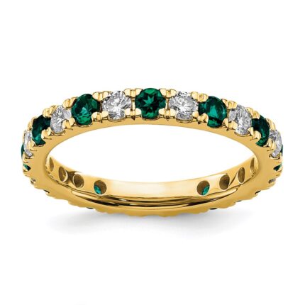 14k 7/8 carat Lab Grown Diamond VS/SI+ G+ and Lab Created Alexandrite Size 8.5 Eternity Band
