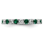 14k White Gold 3/8 carat Lab Grown Diamond VS/SI+ G+ and Lab Created Emerald Size 5 Eternity Band - Image 3
