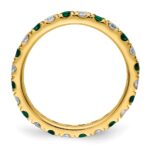 14k 3/4 carat Lab Grown Diamond VS/SI+ G+ and Lab Created Emerald Size 4 Eternity Band - Image 2
