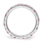 14k White Gold 3/4 carat Lab Grown Diamond VS/SI+ G+ and Lab Created Pink Sapphire Size 7.5 Eternity Band - Image 2