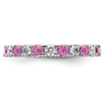14k White Gold 3/4 carat Lab Grown Diamond VS/SI+ G+ and Lab Created Pink Sapphire Size 7 Eternity Band - Image 3