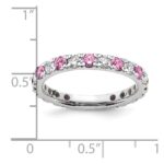 14k White Gold 3/4 carat Lab Grown Diamond VS/SI+ G+ and Lab Created Pink Sapphire Size 7.5 Eternity Band - Image 6