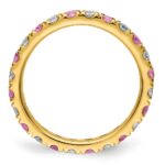 14k 3/4 carat Lab Grown Diamond VS/SI+ G+ and Lab Created Pink Sapphire Size 6 Eternity Band - Image 2