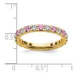 14k 3/4 carat Lab Grown Diamond VS/SI+ G+ and Lab Created Pink Sapphire Size 7 Eternity Band - Image 6