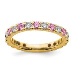 14k 3/4 carat Lab Grown Diamond VS/SI+ G+ and Lab Created Pink Sapphire Size 6.5 Eternity Band