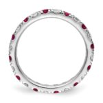 14k White Gold 7/8 carat Lab Grown Diamond VS/SI+ G+ and Lab Created Ruby Size 8 Eternity Band - Image 2