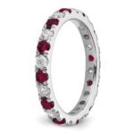 14k White Gold 3/4 carat Lab Grown Diamond VS/SI+ G+ and Lab Created Ruby Size 6 Eternity Band - Image 5