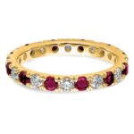14k 3/4 carat Lab Grown Diamond VS/SI+ G+ and Lab Created Ruby Size 4 Eternity Band - Image 4