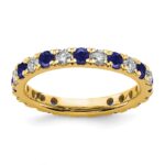 14k 3/8 carat Lab Grown Diamond VS/SI+ G+ and Lab Created Blue Sapphire Size 5 Eternity Band