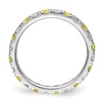 14k White Gold 7/8 carat Lab Grown Diamond VS/SI+ G+ and Lab Created Yellow Sapphire Size 8 Eternity Band - Image 2