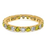 14k 3/4 carat Lab Grown Diamond VS/SI+ G+ and Lab Created Yellow Sapphire Size 6 Eternity Band - Image 4