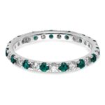 14k White Gold 1/2 carat Lab Grown Diamond VS/SI+ G+ and Lab Created Alexandrite Size 6.5 Eternity Band - Image 3