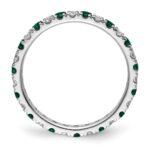 14k White Gold 3/8 carat Lab Grown Diamond VS/SI+ G+ and Lab Created Emerald Size 5 Eternity Band - Image 2