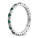 14k White Gold 1/2 carat Lab Grown Diamond VS/SI+ G+ and Lab Created Emerald Size 6 Eternity Band - Image 4