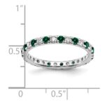 14k White Gold 1/2 carat Lab Grown Diamond VS/SI+ G+ and Lab Created Emerald Size 7.5 Eternity Band - Image 5