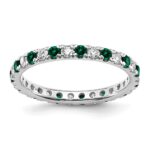 14k White Gold 1/2 carat Lab Grown Diamond VS/SI+ G+ and Lab Created Emerald Size 8 Eternity Band