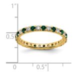 14k 3/8 carat Lab Grown Diamond VS/SI+ G+ and Lab Created Emerald Size 4 Eternity Band - Image 5