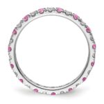 14k White Gold 1/2 carat Lab Grown Diamond VS/SI+ G+ and Lab Created Pink Sapphire Comp Eternity Bandd - Image 2