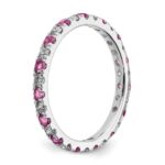 14k White Gold 1/2 carat Lab Grown Diamond VS/SI+ G+ and Lab Created Pink Sapphire Size 6 Eternity Band - Image 4