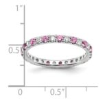 14k White Gold 1/2 carat Lab Grown Diamond VS/SI+ G+ and Lab Created Pink Sapphire Size 8 Eternity Band - Image 5