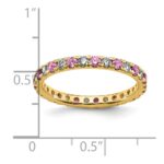 14k 1/2 carat Lab Grown Diamond VS/SI+ G+ and Lab Created Pink Sapphire Size 8 Eternity Band - Image 5