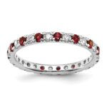 14k White Gold 1/2 carat Lab Grown Diamond VS/SI+ G+ and Lab Created Ruby Size 7 Eternity Band