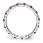 14k White Gold 1/2 carat Lab Grown Diamond VS/SI+ G+ and Lab Created Ruby Size 6.5 Eternity Band - Image 2