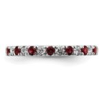 14k White Gold 3/8 carat Lab Grown Diamond VS/SI+ G+ and Lab Created Ruby Size 5 Eternity Band - Image 3