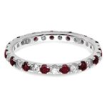 14k White Gold 1/2 carat Lab Grown Diamond VS/SI+ G+ and Lab Created Ruby Size 7 Eternity Band - Image 4