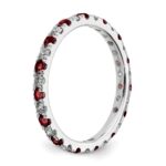 14k White Gold 1/2 carat Lab Grown Diamond VS/SI+ G+ and Lab Created Ruby Size 6 Eternity Band - Image 5