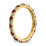 14k 3/8 carat Lab Grown Diamond VS/SI+ G+ and Lab Created Ruby Size 4.5 Eternity Band - Image 5