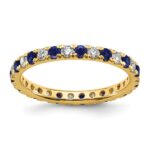 14k 3/8 carat Lab Grown Diamond VS/SI+ G+ and Lab Created Blue Sapphire Size 4 Eternity Band