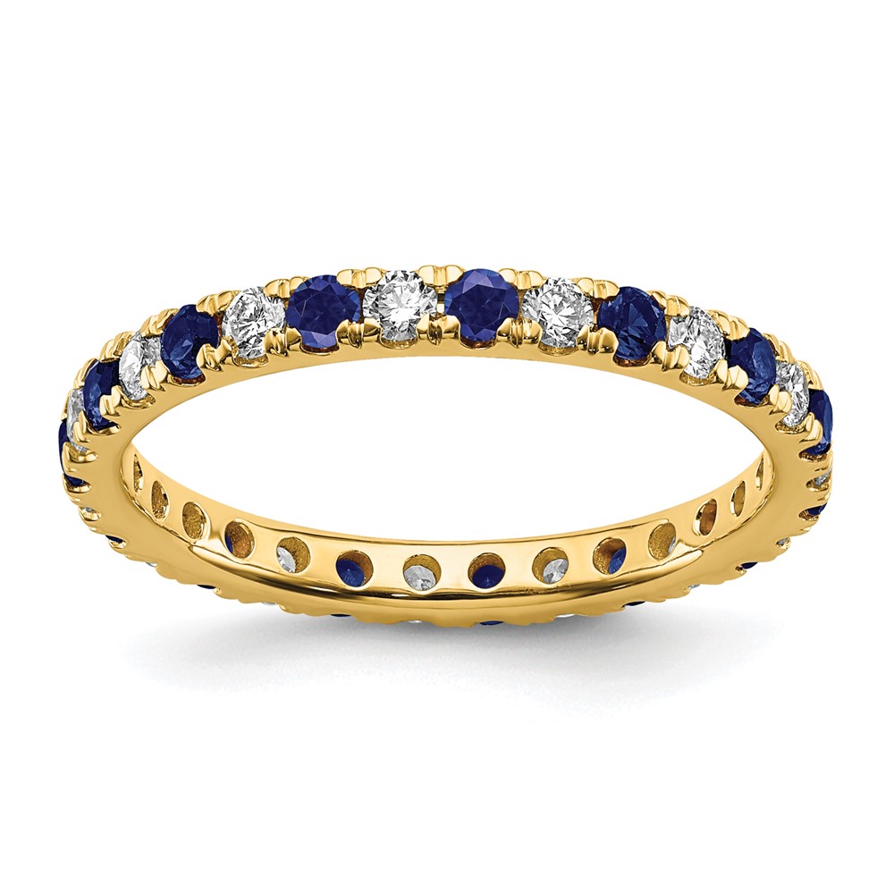 ET0049-CSA-050-7YAA-9.jpg 14k 1/2 carat Lab Grown Diamond VS/SI+ G+ and Lab Created Blue Sapphire Size 7.5 Eternity Band - Image 1