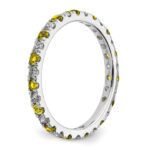 14k White Gold 1/2 carat Lab Grown Diamond VS/SI+ G+ and Lab Created Yellow Sapphire Size 8 Eternity Band - Image 4
